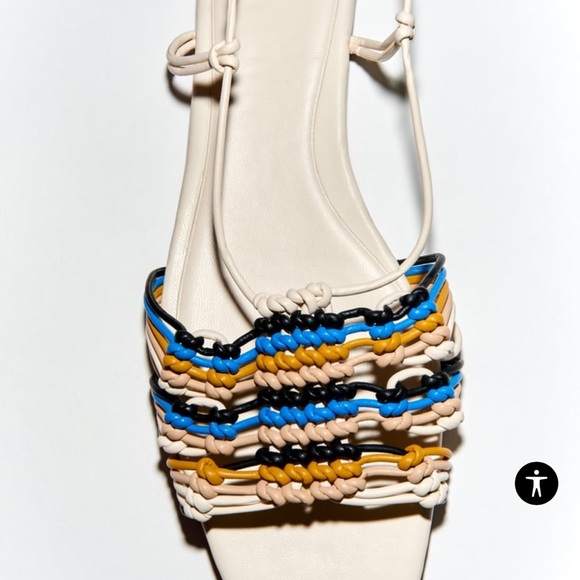 Zara Lace up Woven Sandals 35 (bigger than ordinary size- fits 9in length foot) - Picture 4 of 5